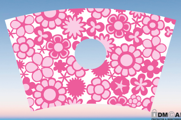 70s Retro Flowers Starbucks Cup Wrap Svg