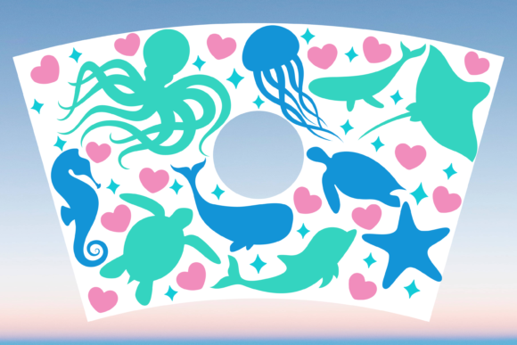Beach Ocean Life Starbucks Cup Wrap SVG: Graphics & Print Templates