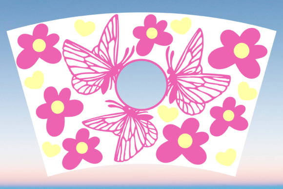 Butterfly Flower Starbucks Cup Wrap Svg Graphics