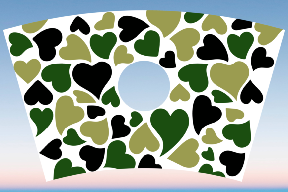 Camo Camouflage Heart Starbucks Wrap SVG: Graphics for Print Templates