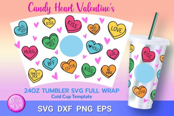 Candy Heart SVG Graphics for Tumbler Wraps