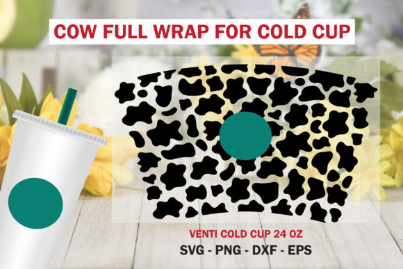 Cow Full Wrap Venti Cold Cup 24 Oz. Graphics