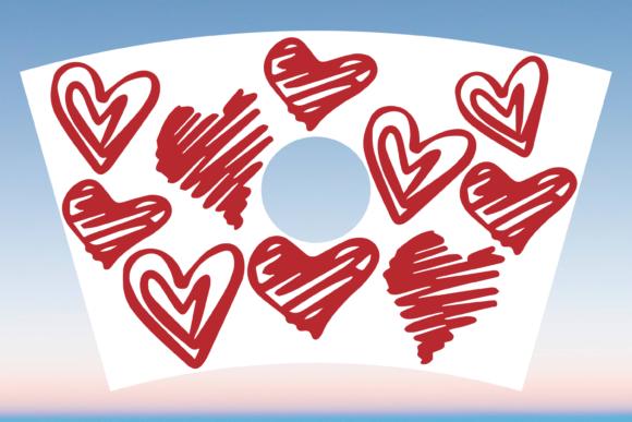 Doodle Heart Starbucks Cup Full Wrap Svg Graphics
