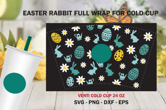 Easter Flower Full Wrap Cold Cup 24 Oz Graphics & Illustrations