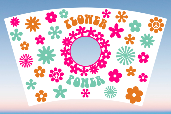 Flower Power Boho Starbucks Cup Wrap SVG: Graphics & Print Templates