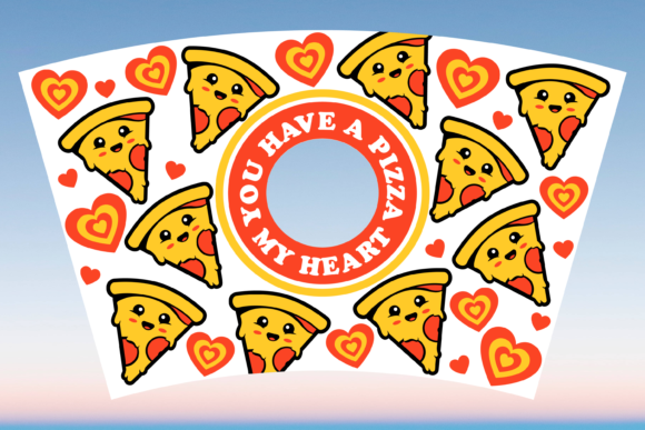 Funny Pizza Heart Starbucks Cup Wrap SVG: Graphics & Print Templates