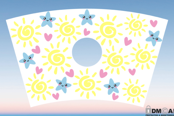 Kawaii Sun Star Starbucks Cup Wrap SVG: Graphics & Print Templates