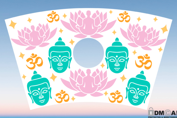 Lotus Buddha Boho Cup Wrap SVG: Graphics & Print Templates