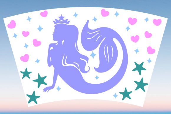 Mermaid Princess Starbucks Cup Wrap Svg: Graphics & Print Templates