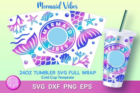 Mermaid Tail, Seaweed Cup Wrap Graphics