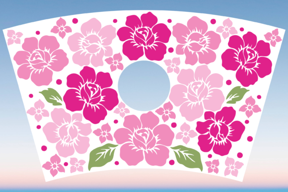 Pink Roses Floral Starbucks Cup Wrap SVG: Graphics & Print Templates