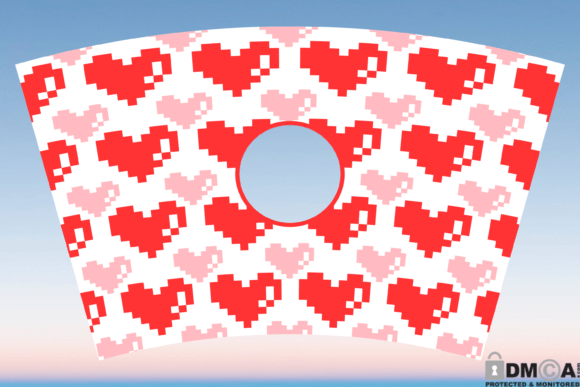 Pixel Hearts Starbucks Cup Wrap SVG: Graphics & Print Templates