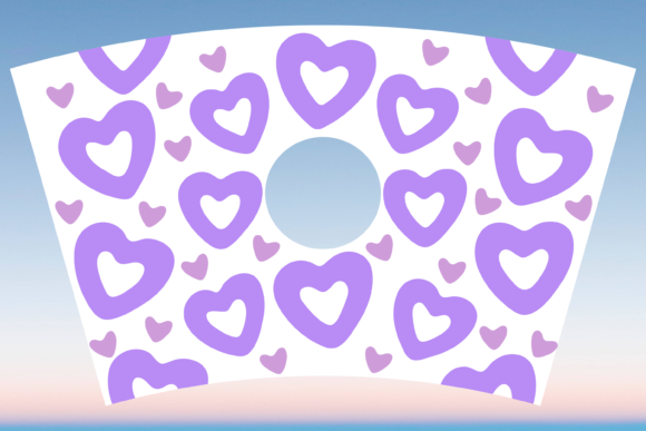 Purple Hearts Starbucks Cup Wrap SVG: Graphics for Print Templates