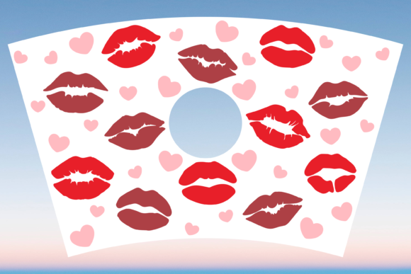 Red Lips Valentines Starbucks Wrap SVG: Graphics & Print Templates