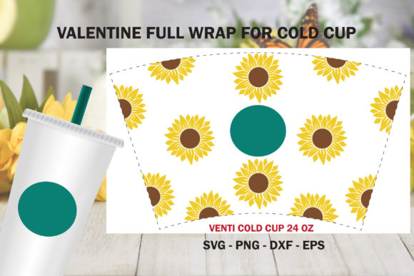Sunflower Full Wrap Venti Cold Cup 24oz. Graphics & Illustrations