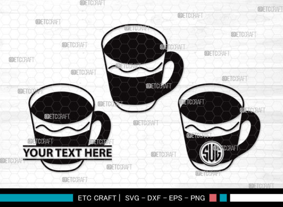 Tea Set Monogram SVG Cut File Tea Cup: Graphics for Crafts