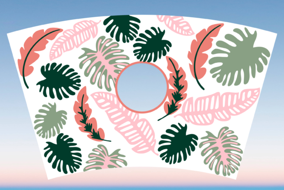 Tropical Leaves Starbucks Cup Wrap SVG