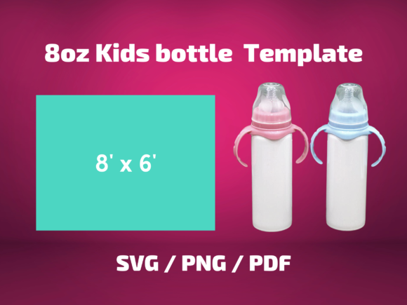 Tumbler Template Baby Milk Bottle 8oz: Graphics and Print Templates